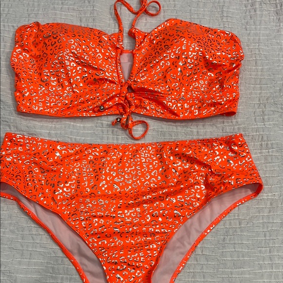 Bikini 👙 plus size swim suit bathing suit 🩱 women leopard 3XL orange metallic - Picture 4 of 11